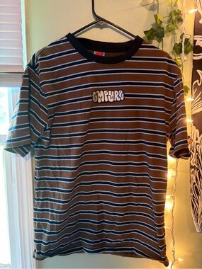 Empyre Brown & Black Striped Short-Sleeve Tee with Chest Logo